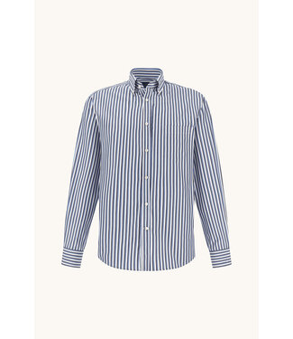 Paul & Shark Paul & Shark, Overhemd, Katoen, Gestreept, Wit, Blauw, Cobalt Blauw, Easy Care
