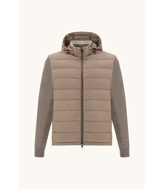 Paul & Shark Paul & Shark, Hybrid Vest met Rits, Af-ritsbare Capuchon en Mouwen, Wol, Taupe