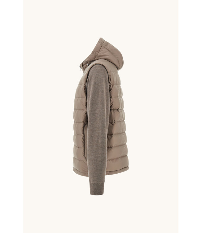 Paul & Shark Hybrid Vest met Rits, Af-ritsbare Capuchon en Mouwen, Wol, Taupe