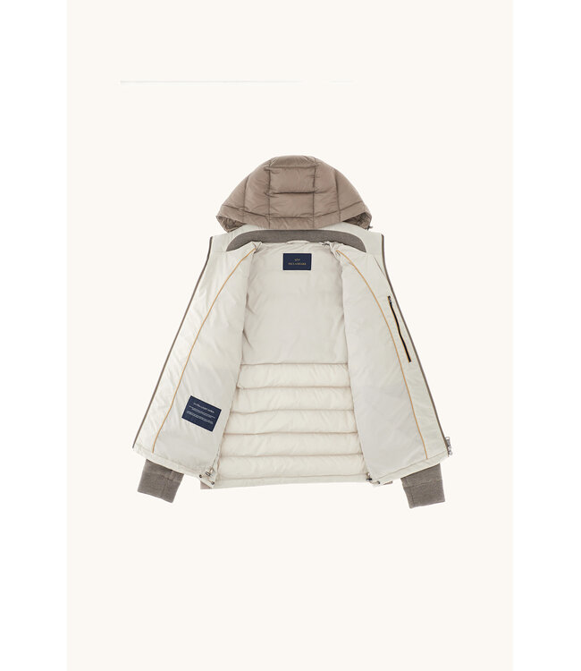 Paul & Shark Hybrid Vest met Rits, Af-ritsbare Capuchon en Mouwen, Wol, Taupe
