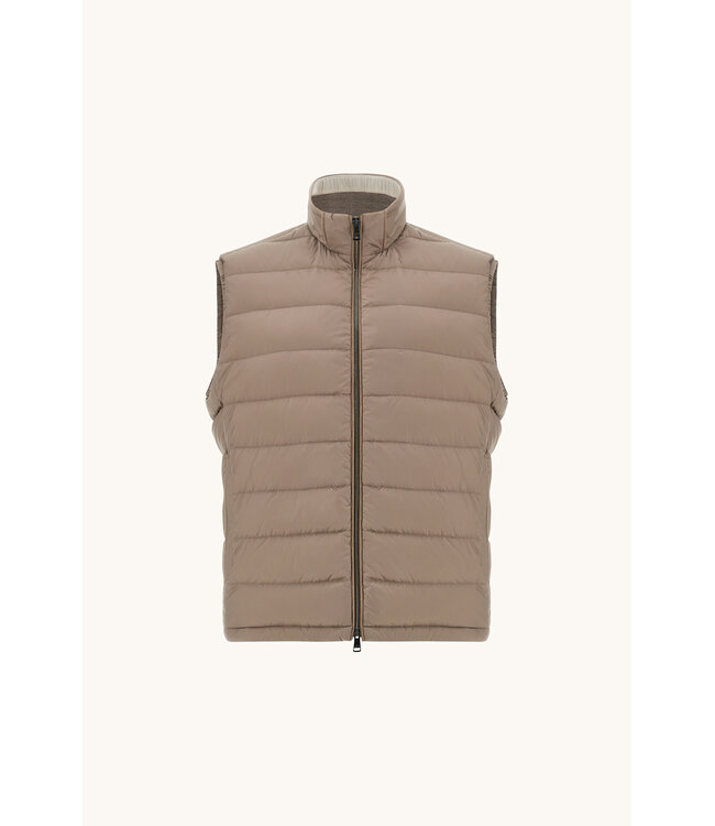 Paul & Shark Hybrid Vest met Rits, Af-ritsbare Capuchon en Mouwen, Wol, Taupe