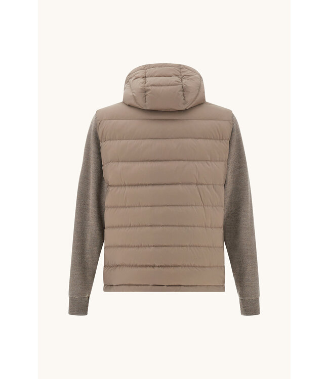 Paul & Shark Hybrid Vest met Rits, Af-ritsbare Capuchon en Mouwen, Wol, Taupe