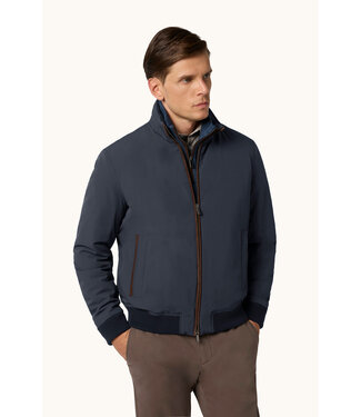 Paul & Shark Paul & Shark, Jas, Blouson Model, Donkerblauw met Suede Accenten,