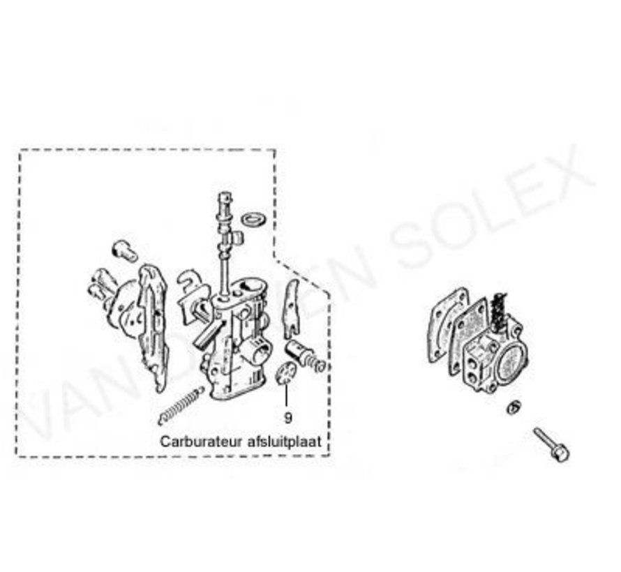 09. Carburateur afsluitplaat Solex