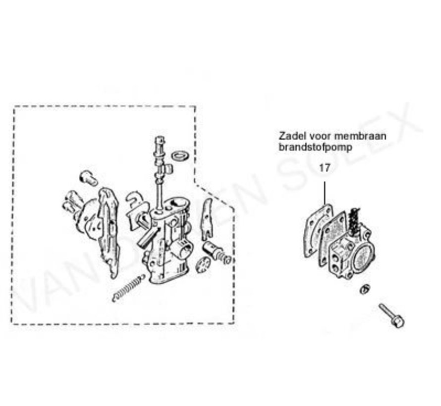 17. Zadel voor membraan brandstofpomp Solex