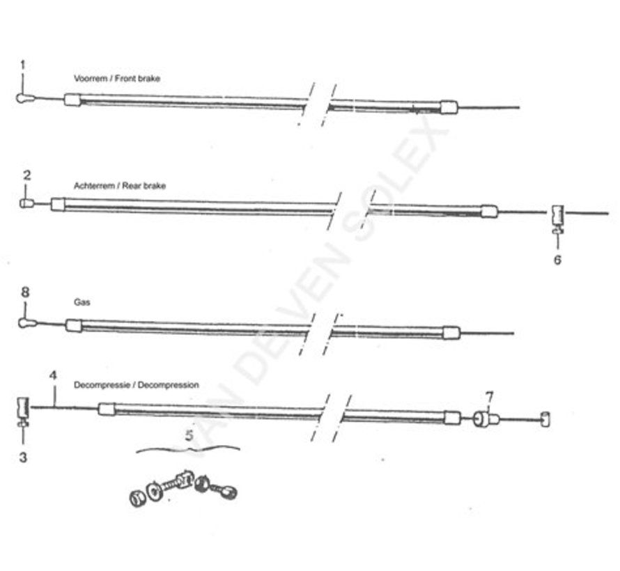 01. Kabel Bremse Vorne schwarz Solex. Länge 1.25m