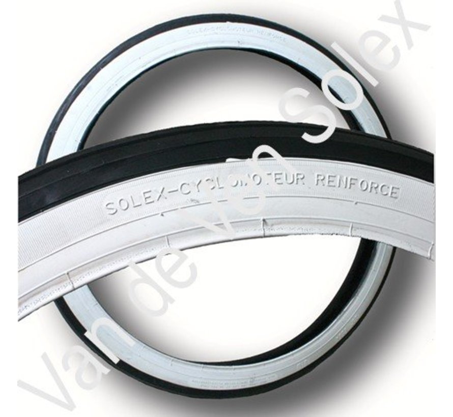 09. Buitenband 1¾ - 19 inch Solex zwart/wit