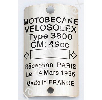 Type plate Motobecane 3800