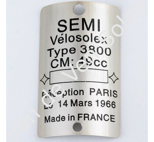 Plaque signalétique 3800 Semi
