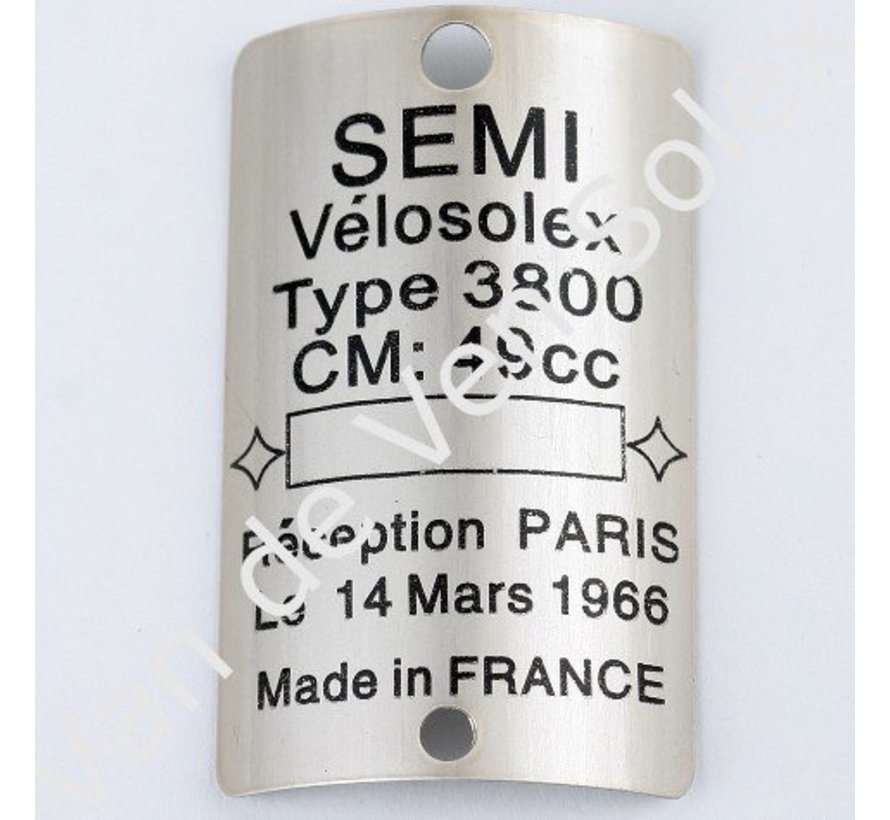 Plaque signalétique 3800 Semi