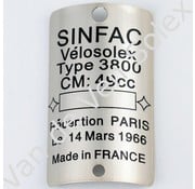 Typeplade 3800 Sinfac