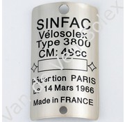 Typeskilt 3800 Sinfac