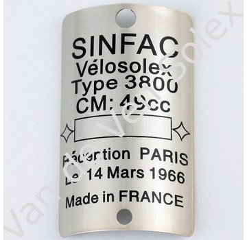 Chapa de identificação 3800 Sinfac