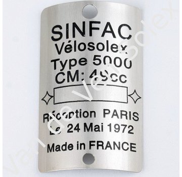 Plaque signalétique 5000 Sinfac