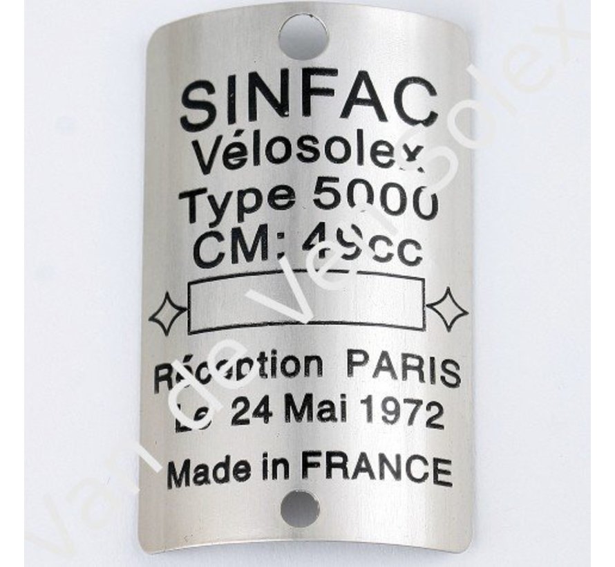 Type plate  5000 Sinfac