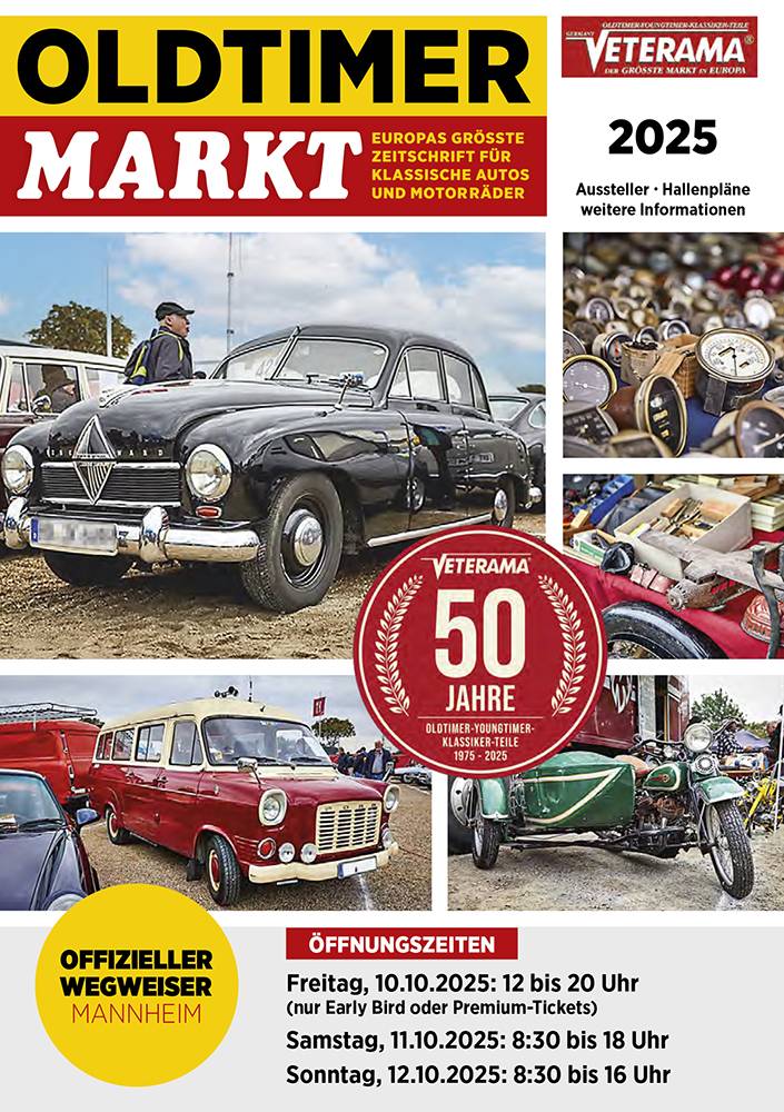 9 tot en met 11 Oktober: VETERAMA MANNHEIM; Europa's grootste ontmoetingsplaats voor klassieke voertuigen en het echte gevoel voor sleutelen! 
