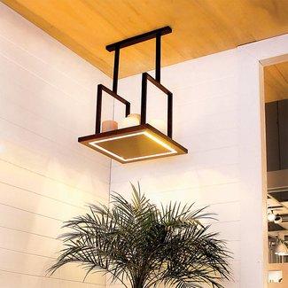 Kaarsen hanglamp vierkant LED brons Kaarsen hanglamp vierkant LED brons