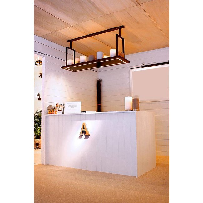 Suspension bougies LED rustique bronze ou blanc