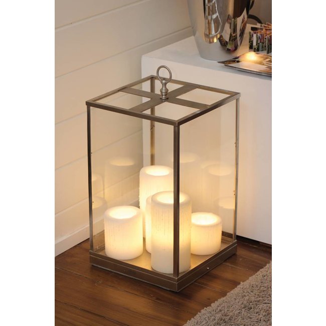 Lampe à poser transparente verre bronze 5 bougies