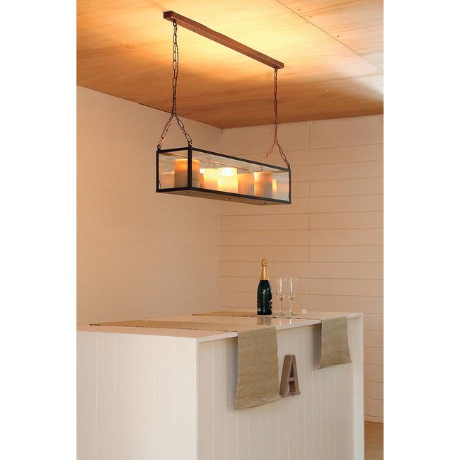 Suspension en bronze avec bougies LED dynamiques