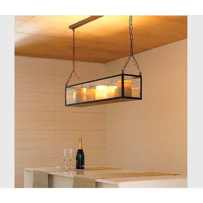 Suspension en bronze avec bougies LED dynamiques