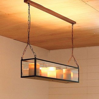Suspension en bronze avec bougies LED dynamiques