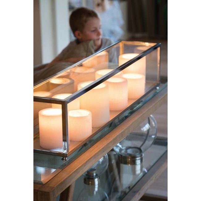 Lampe buffet en verre rustique avec bougies LED