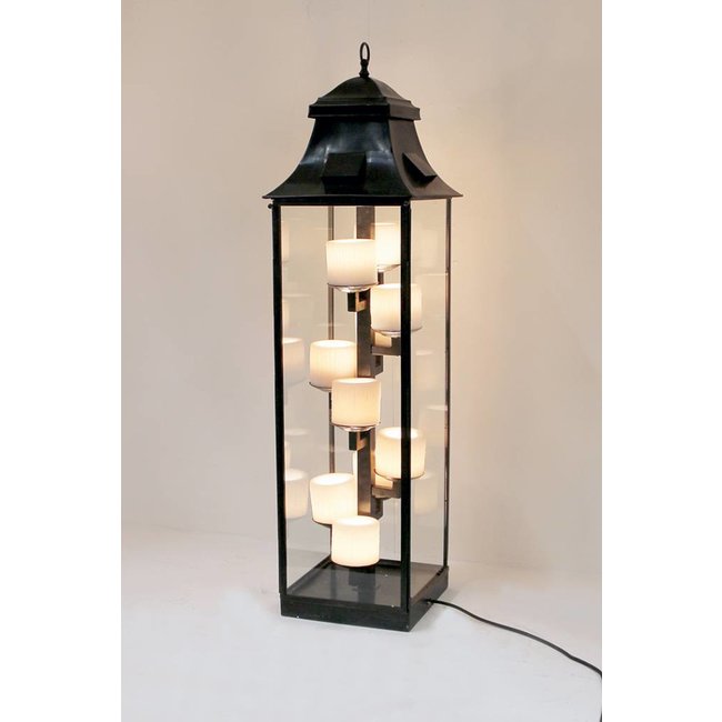 Bronzen vloerlamp met kaarsen LED landelijke stijl