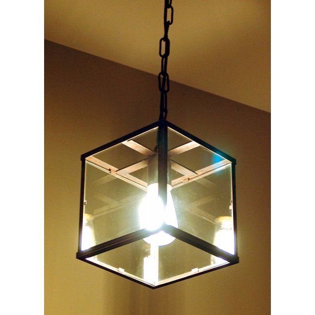 Lanterne suspendue intérieur verre bronze