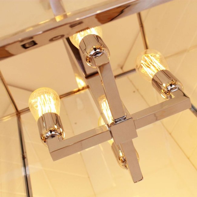 Lustre lanterne rustique avec verre 4xE27