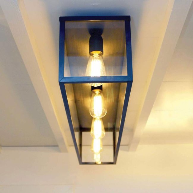 Plafonnier rustique verre bronze, nickel ou chrome