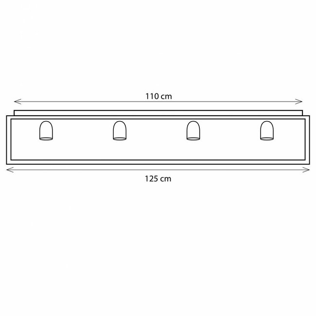 Landelijke plafondlamp glas lang, brons