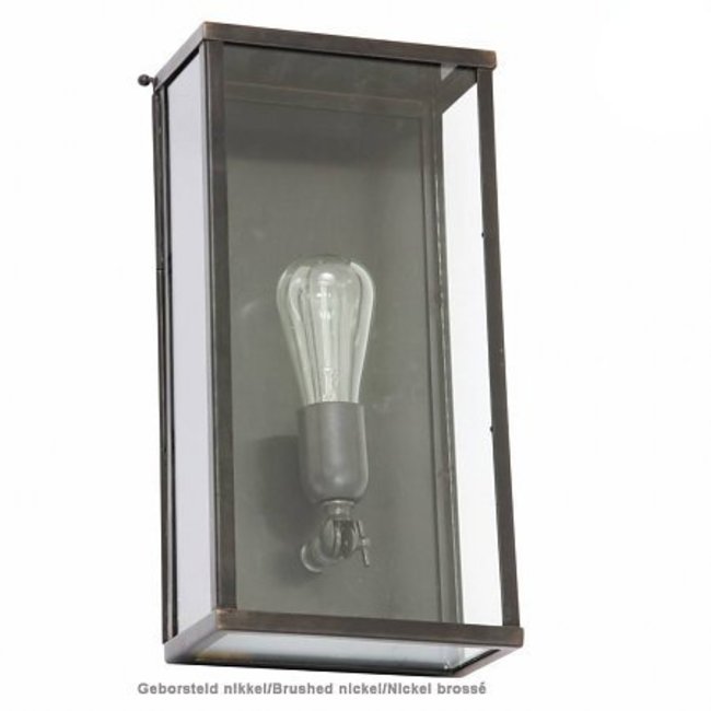 Eclairage façade extérieur verre rustique bronze, chrome, nickel, laiton