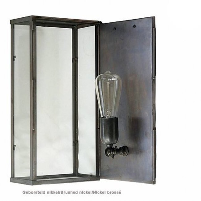 Eclairage façade extérieur verre rustique bronze, chrome, nickel, laiton