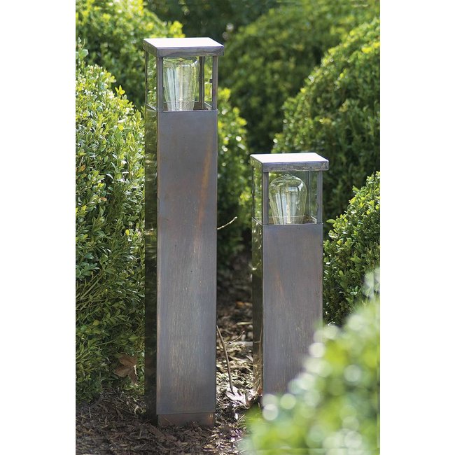 Poteau lumineux rustique bronze, nickel, chrome