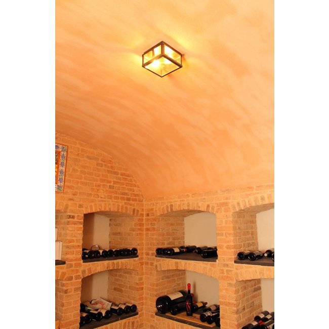 Petit plafonnier rustique verre bronze, nickel, chrome