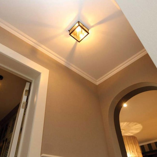 Kleine plafondlamp landelijk brons, nikkel, chroom