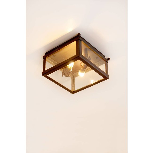 Kleine plafondlamp landelijk brons, nikkel, chroom