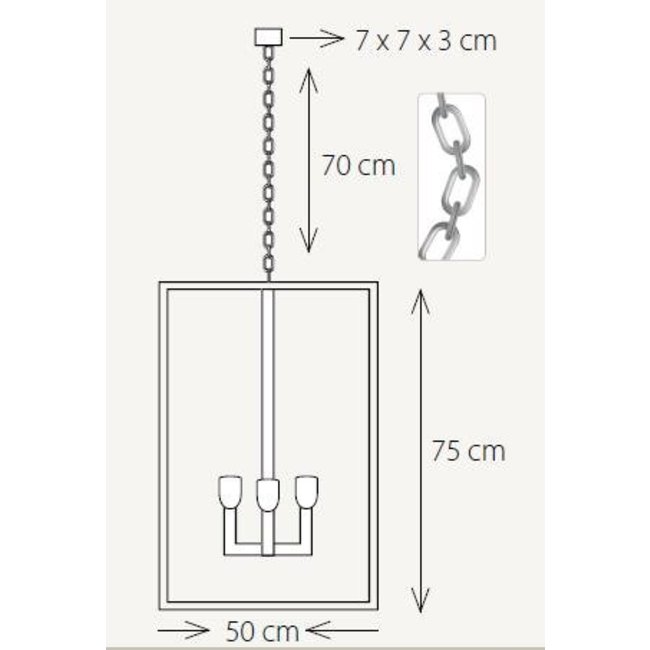 Lamp lantaarn landelijk met glas 4xE27