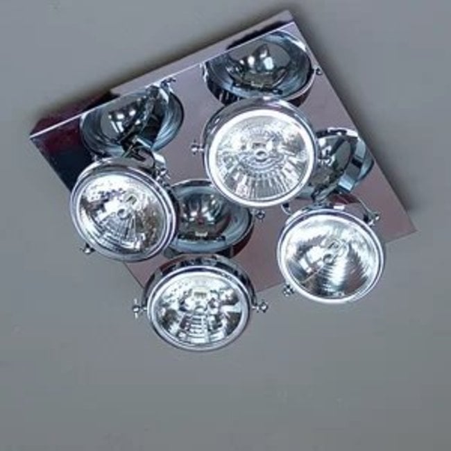 Ijzig ondergeschikt Ongewijzigd Plafondlamp landelijk 4 spots vierkant brons, nikkel, chroom - Feluce