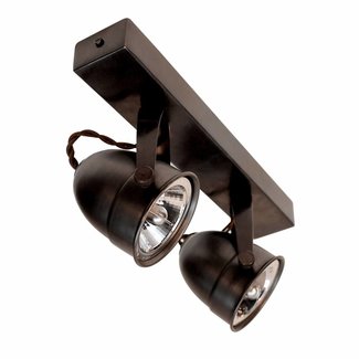 Dubbele plafondlamp landelijk 2 spots brons, nikkel, chroom Dubbele plafondlamp landelijk 2 spots brons, nikkel, chroom
