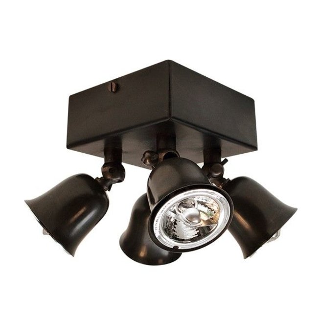 Plafondlamp 4 spotjes landelijk brons, chroom, nikkel