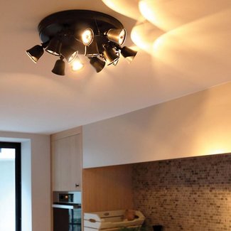 Exclusieve plafondlamp landelijk 12 spots brons, nikkel, chroom Exclusieve plafondlamp landelijk 12 spots brons, nikkel, chroom