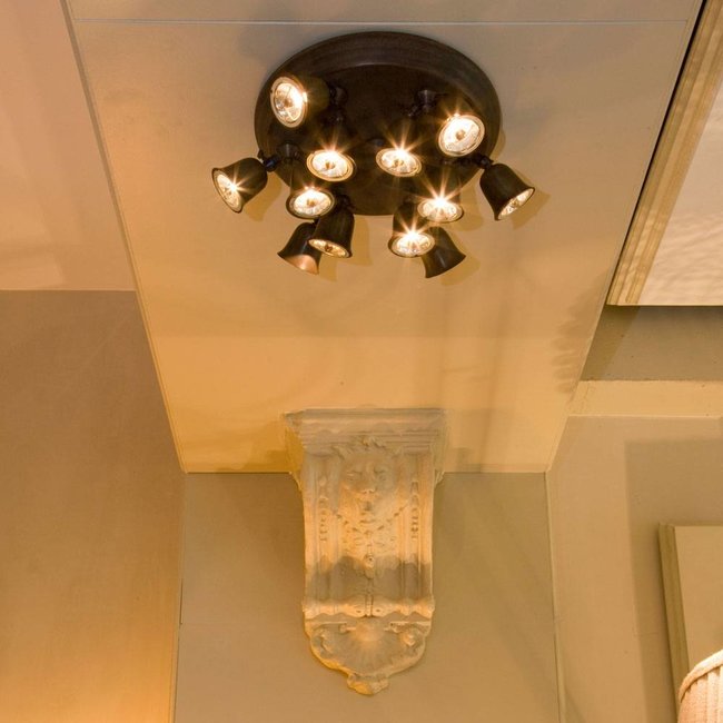 Plafonnier campagne chic 12 spots bronze, chrome, nickel