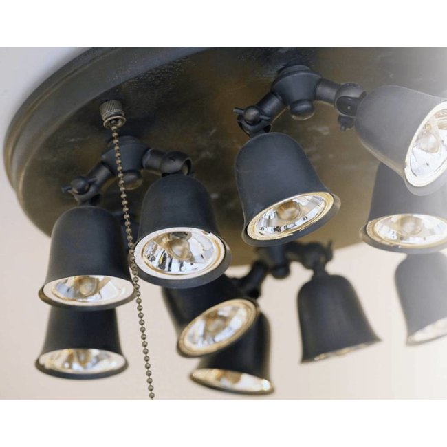 Exclusieve plafondlamp landelijk 12 spots brons, nikkel, chroom