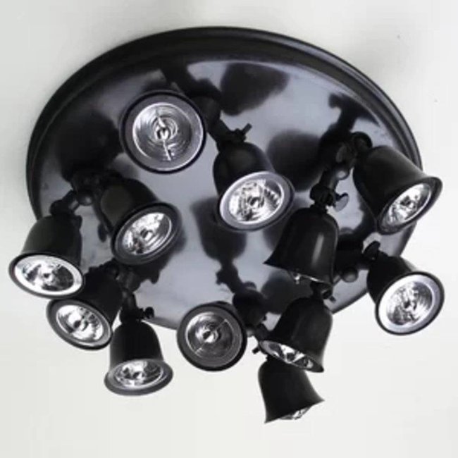 Plafonnier campagne chic 12 spots bronze, chrome, nickel