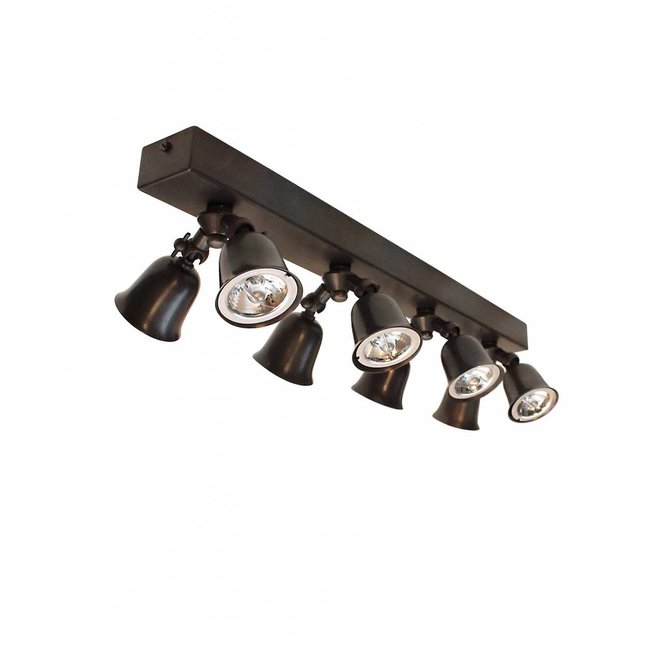 Plafondlamp gang landelijk 8 spots brons, nikkel, chroom