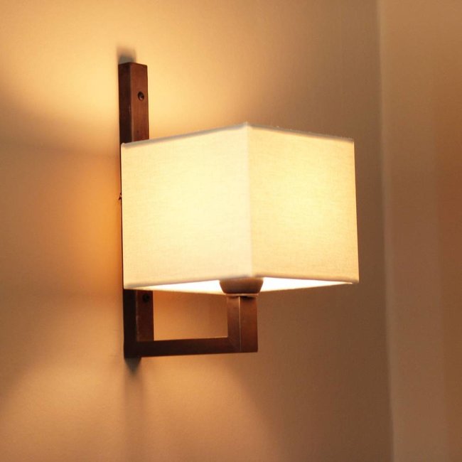 Wandlamp kapje landelijk, brons, nikkel, chroom