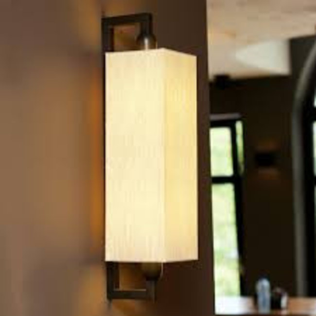 Wandlamp stoffen kap landelijk brons