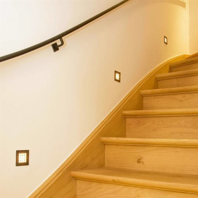 Trapverlichting inbouw IP44 brons, nikkel, chroom, goud